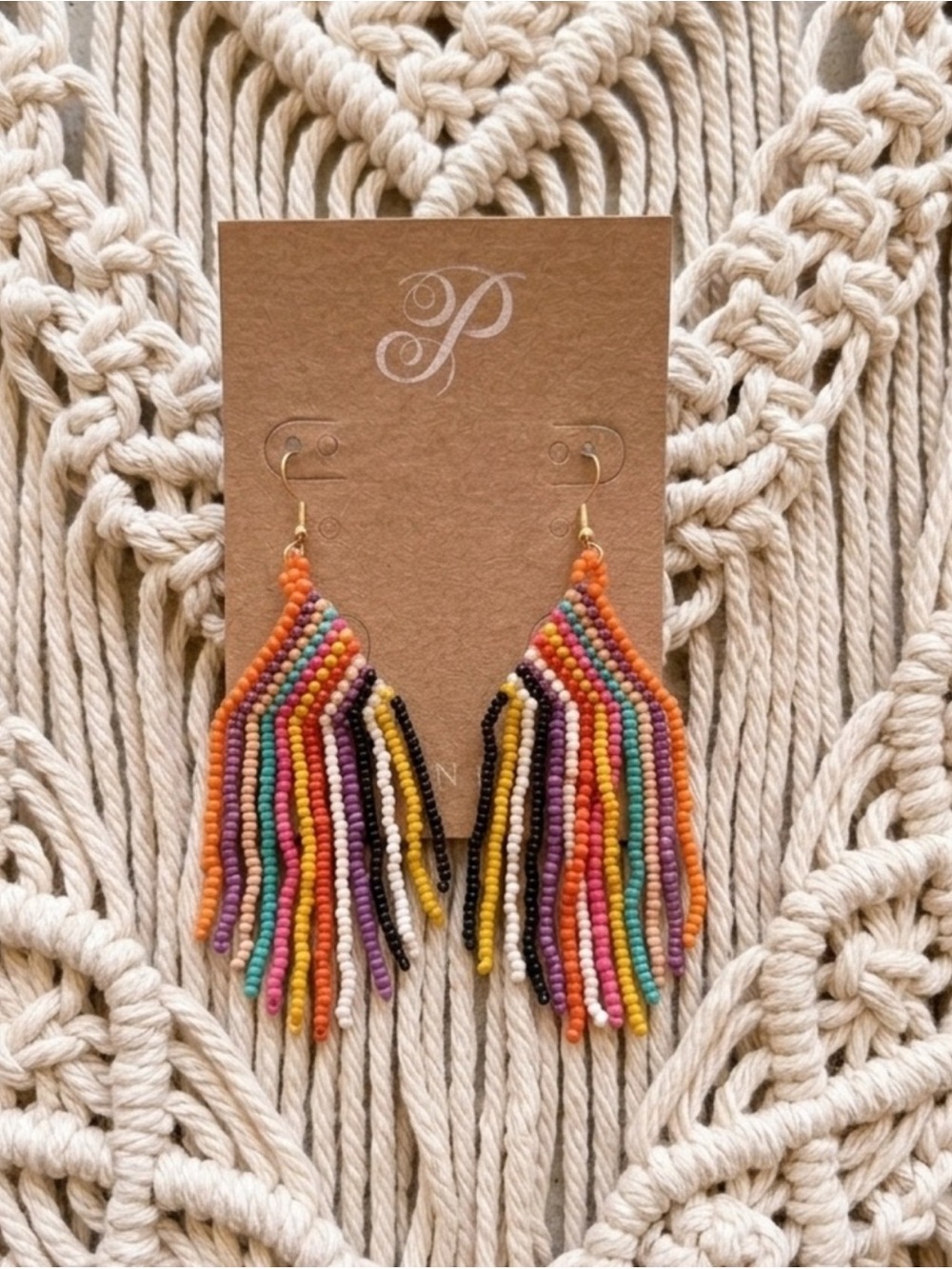 Plunder Multicolor Fringe Beaded Statement Earrings